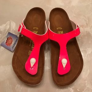 neon pink birkenstocks